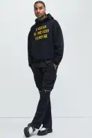 Crew Neck Short Sleeve Screen Print 100% Cotton T-Shirt(Black,S)
