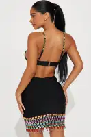 Sexy Black Bandage Mini Dress with Adjustable Straps & Open Back(Black,XS)