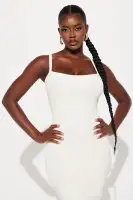 Elegant Square Neck Sleeveless Sweater Midi Dress Set with Bolero - Ivory & Olive(Ivory,XS)