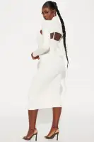 Elegant Square Neck Sleeveless Sweater Midi Dress Set with Bolero - Ivory & Olive(Ivory,XS)