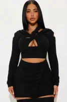 Elegant Black Ribbed Maxi Dress with Asymmetrical Neckline & Twist Details – Stretchy & Stylish(Black,XS)