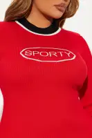 Stylish Red/Combo High Neck Sweater Mini Dress - Long Sleeves, Stretchy Viscose/Spandex Blend, Imported(Red/combo,XS)