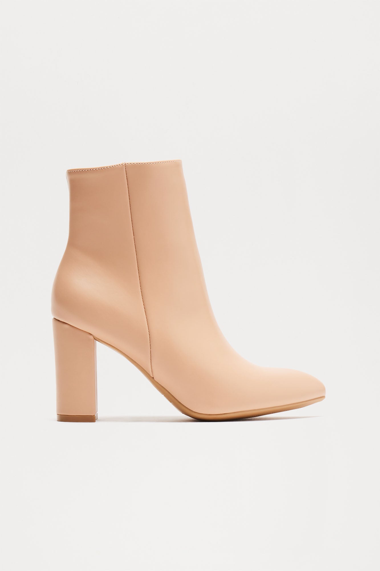Elegant Beige & White Pointed Toe Heeled Booties – Block Heel Chic Imported Style