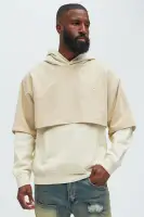 Off-White Long Sleeve Drawstring Cotton Hoodie