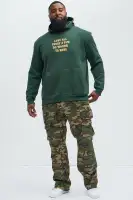 Green Drawstring Long Sleeve Screen-Printed Polyester Hoodie(Green,S)