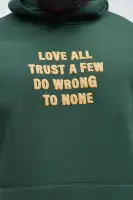 Green Drawstring Long Sleeve Screen-Printed Polyester Hoodie(Green,S)