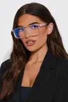 Blue Light Glasses - Clear Lens, Square Frame, Plastic Material