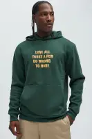 Green Drawstring Long Sleeve Screen-Printed Polyester Hoodie