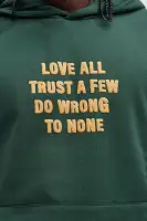 Green Drawstring Long Sleeve Screen-Printed Polyester Hoodie(Green,S)