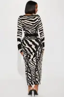 Elegant V-Neck Long Sleeve Sweater Maxi Dress - Teal, Taupe & Lime - 80% Rayon 20% Nylon(Taupe/combo,XS)
