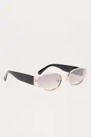 Round Metal Frame Sunglasses with Clear Lenses – Black(Black,OS)