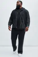 Casual Long Sleeve Full Zip Hoodie Cotton Polyester Blend(Black,S)