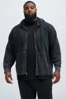 Casual Long Sleeve Full Zip Hoodie Cotton Polyester Blend(Black,S)