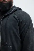 Casual Long Sleeve Full Zip Hoodie Cotton Polyester Blend(Black,S)