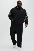 Elastic Waistband Drawstring Screen Print Cotton-Polyester Blend Casual Jumpsuit(Black,S)