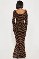 Elegant Black Mermaid Hem Maxi Dress - Long Sleeve Stretch Rayon Blend(Black/combo,XS)