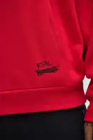 Red Drawstring Long Sleeve Screen-Printed Cotton-Polyester Hoodie(Red,S)