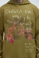 Green Drawstring Hoodie Long Sleeve Screen Print Cotton Polyester Imported(Green,S)