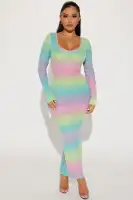 Elegant V-Neck Sweater Maxi Dress with Long Sleeves & Back Slit – Stretchy & Stylish in Multi Colors