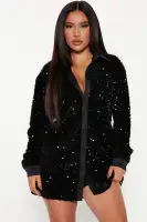Stylish Hot Pink & Black Long Sleeve Collar Mini Dress - Stretch Polyester Blend Button-Up T-Shirt Dress