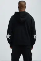 Crew Neck Long Sleeve Panel Details Cotton Polyester Casual Top(Black,S)