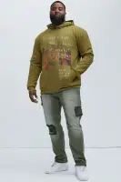 Green Drawstring Hoodie Long Sleeve Screen Print Cotton Polyester Imported(Green,S)