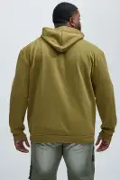 Green Drawstring Hoodie Long Sleeve Screen Print Cotton Polyester Imported(Green,S)