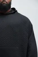 Graphic Front Green Combo Acrylic Spandex Casual Sweater(Black,S)