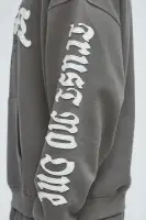 Elastic Waistband Drawstring Screen Print Casual Jumpsuit(Grey,S)