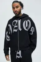 Zip Closure Long Sleeve Cotton Polyester Blend Printed Hoodie