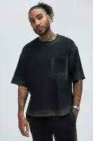 Drawstring Long Sleeve Bleach Distressed Black Wash Hoodie