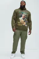 Olive Hoodie Long Sleeve Screen Print 100% Polyester Imported(Olive,S)