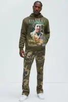 Olive Hoodie Long Sleeve Screen Print 100% Polyester Imported(Olive,S)
