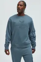 Crew Neck Long Sleeve Dusty Blue Cotton Polyester Imported Top