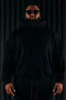 Elastic Waistband Drawstring Panel Detail Cotton Polyester Blend Casual Jumpsuit(Black,S)