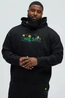 Black Long Sleeve Embroidered Hoodie(Black,S)