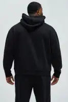 Black Long Sleeve Embroidered Hoodie(Black,S)