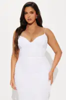 Elegant Sequin Maxi Dress with V-Neckline & Bungee Straps – White & Taupe(White,XS)