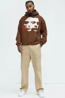 Chocolate Hoodie Long Sleeve Screen Print Imported(Chocolate,S)