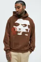 Chocolate Hoodie Long Sleeve Screen Print Imported