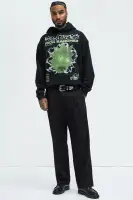 Crew Neck Long Sleeve Cotton-Polyester Blend Imported Sweater(Black,S)