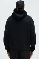 Crew Neck Long Sleeve Cotton-Polyester Blend Imported Sweater(Black,S)