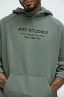 Black Art Studio NYC Hoodie with Screen Print Saturation Variation(Charcoal,S)