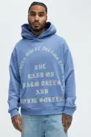 Slate Blue Hoodie Long Sleeve Screen Print Imported