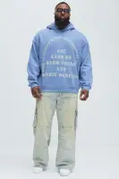 Slate Blue Hoodie Long Sleeve Screen Print Imported(Slate Blue,S)