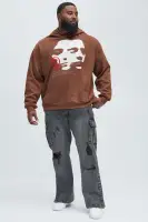 Chocolate Hoodie Long Sleeve Screen Print Imported(Chocolate,S)