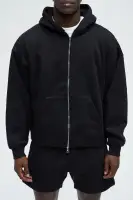 Short Sleeve Patch Detail Cotton Polyester Blend Hoodie(Black,XS)
