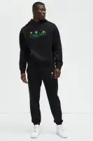 Black Long Sleeve Embroidered Hoodie(Black,S)