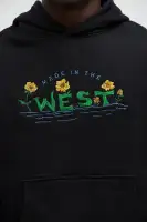 Black Long Sleeve Embroidered Hoodie(Black,S)