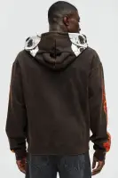 Black Full-Zip Casual Long Sleeve Screen Print Hoodie(Brown,S)